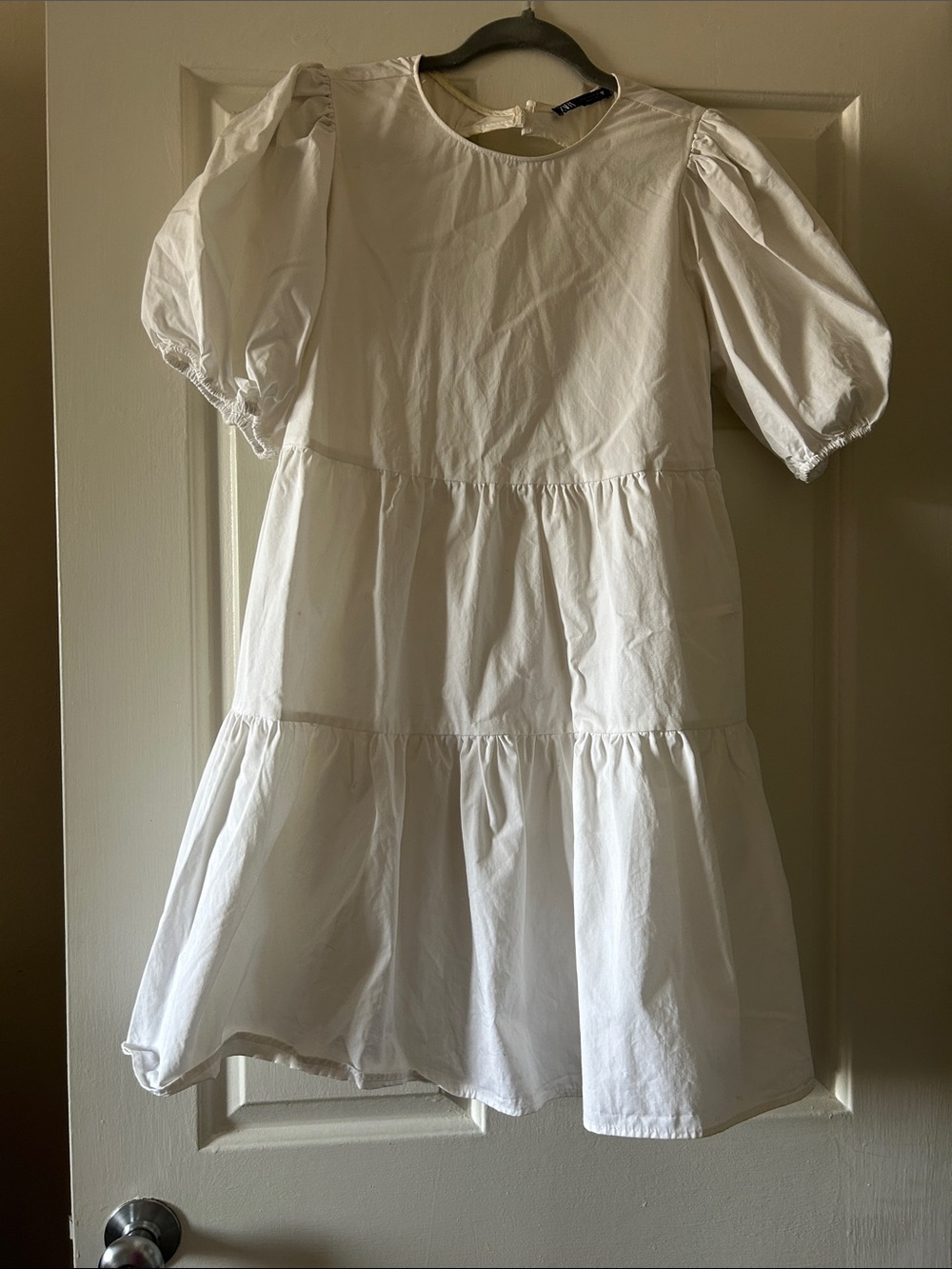 White Puff Sleeve Tiered Dress